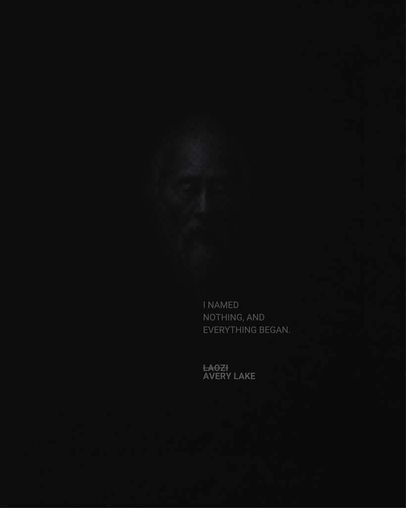Laozi rendered in silence in The Alphabet That Answers by Avery Lake